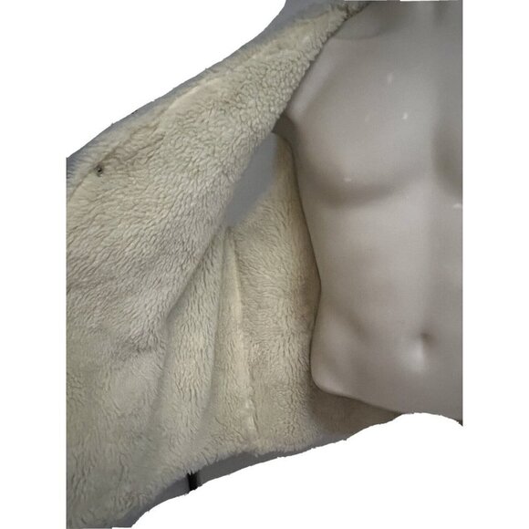 Vintage Southwestern Mens Sherpa Wool Lined Snap Front Leather Vest XL Unisex - Picture 9 of 10